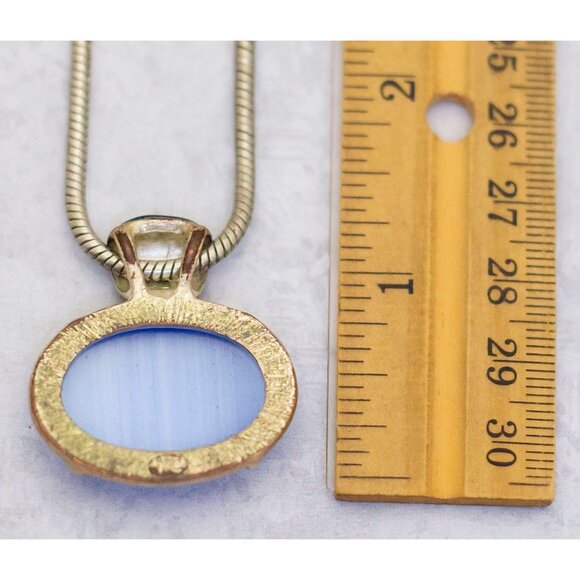 18 Inch, Vintage Blue Oval Heaven Serpent Pendant Necklace - C9 - Picture 3 of 3